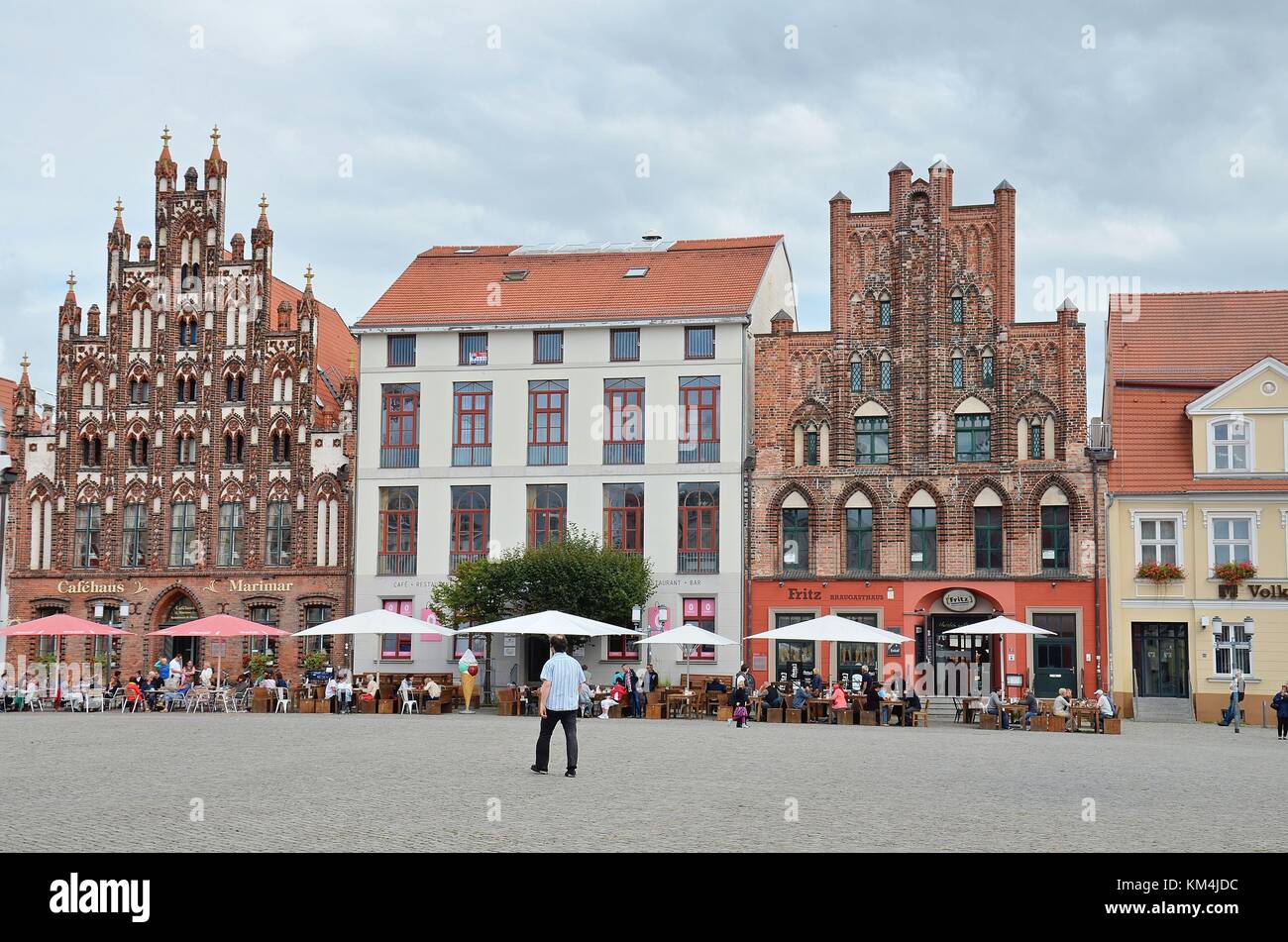Medieval town of Greifswald (Mecklenburg-Vorpommern, Germany): A view of the Market Square Stock Photo