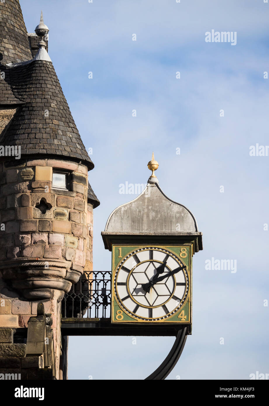 Canongate Tolbooth clock on The Royal Mile, Edinburgh, Scotland, United Kingdom Stock Photo