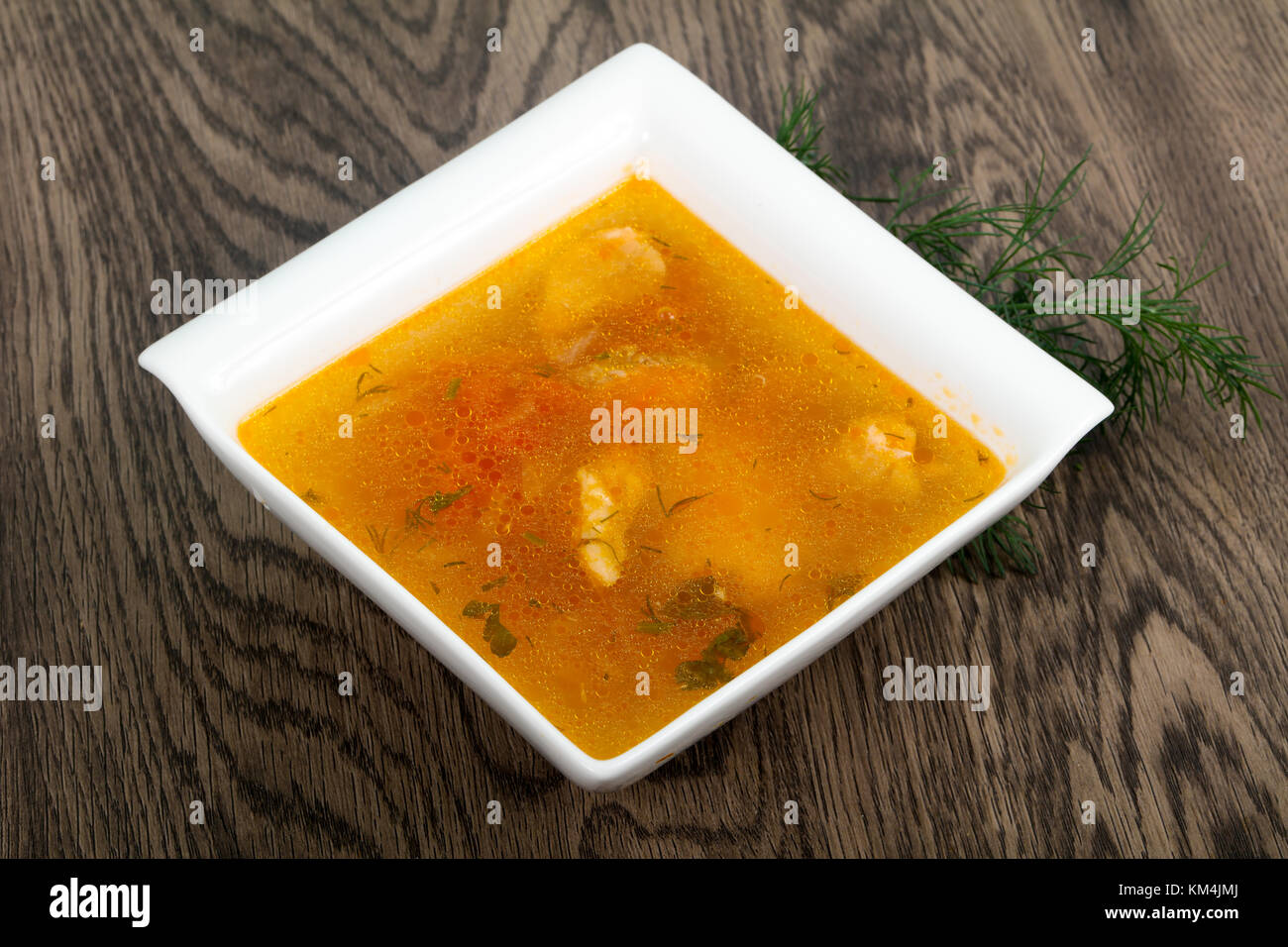 Salmon fish soup Stock Photo - Alamy