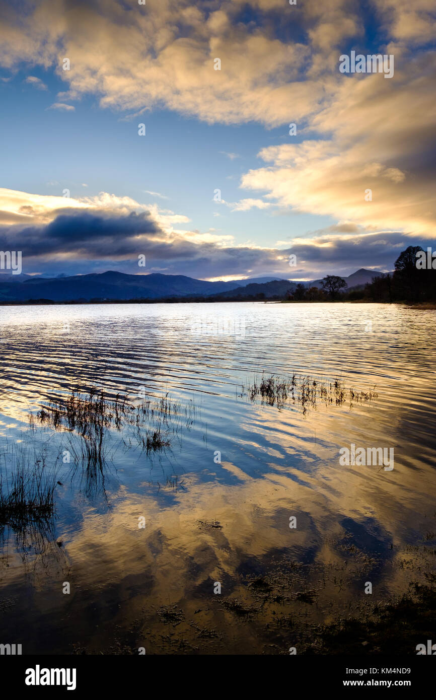 Bassenthwaite morning reflections, The Lake District, Cumbria, UK. Stock Photo