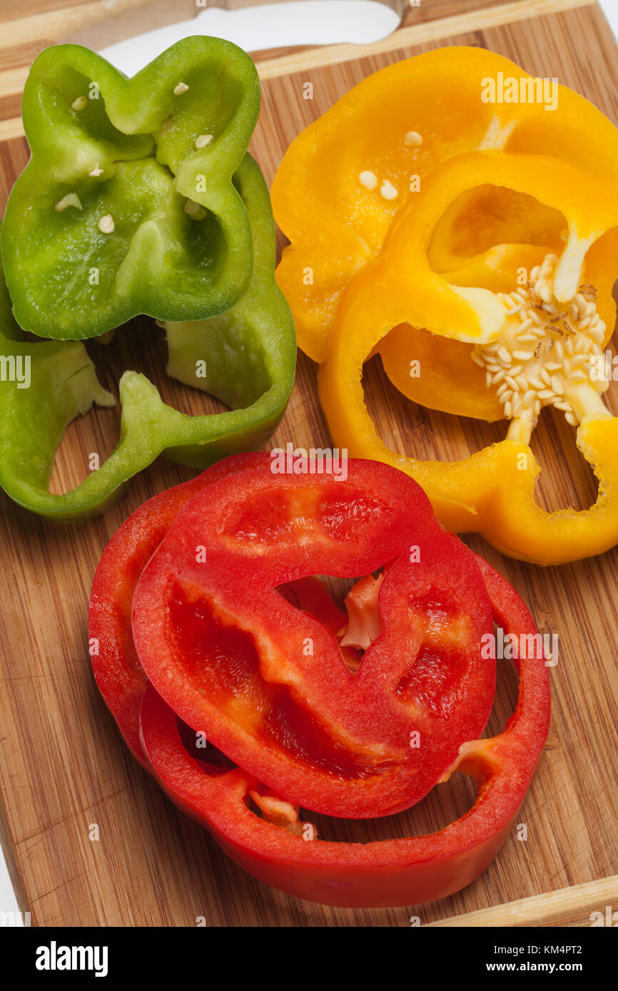 close up of red, yellow and green peppers Stock Photo - Alamy