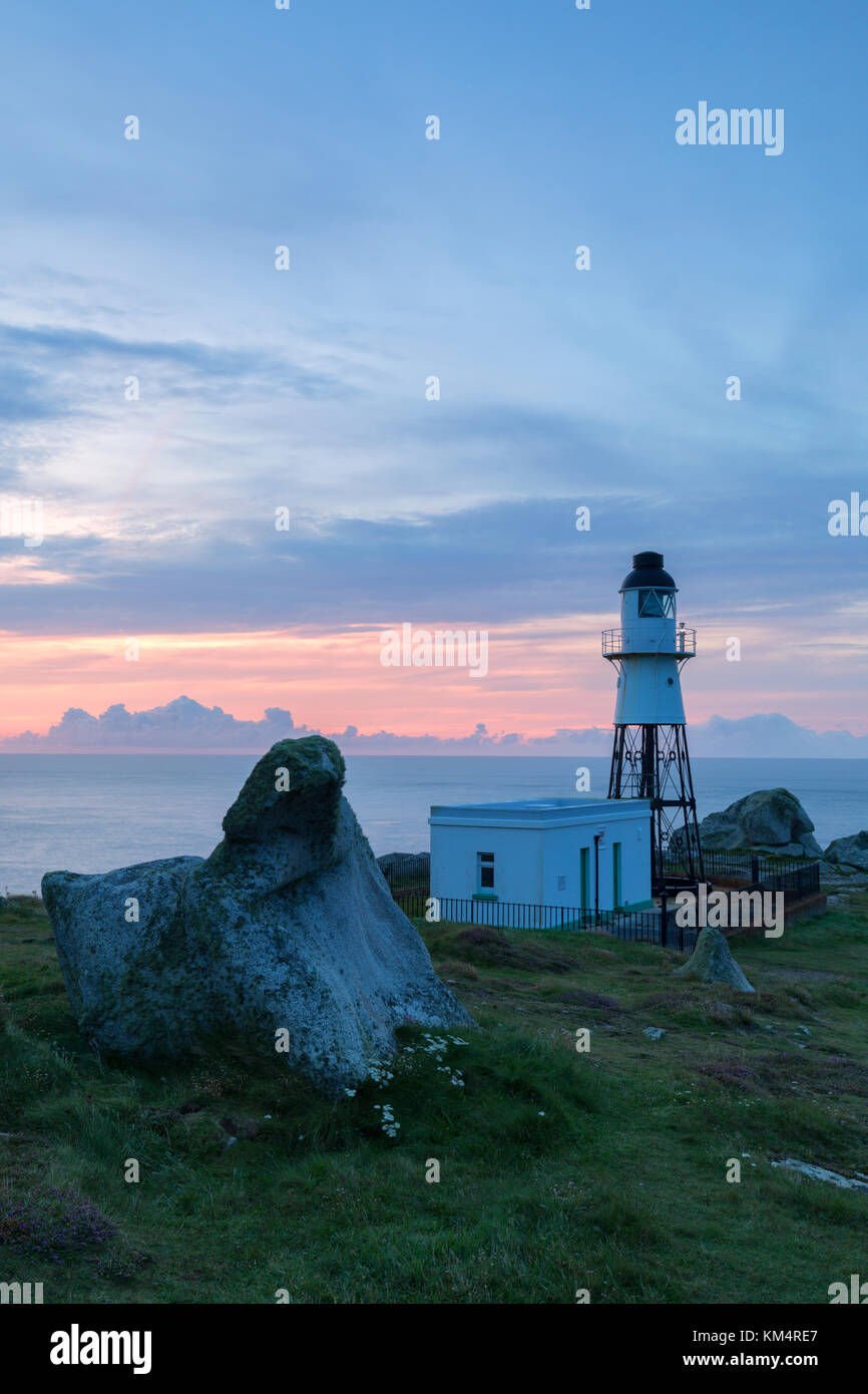 Peninnis Head lighthouse, St Mary's Isles of Scilly, Cornwall, UK Stock Photo