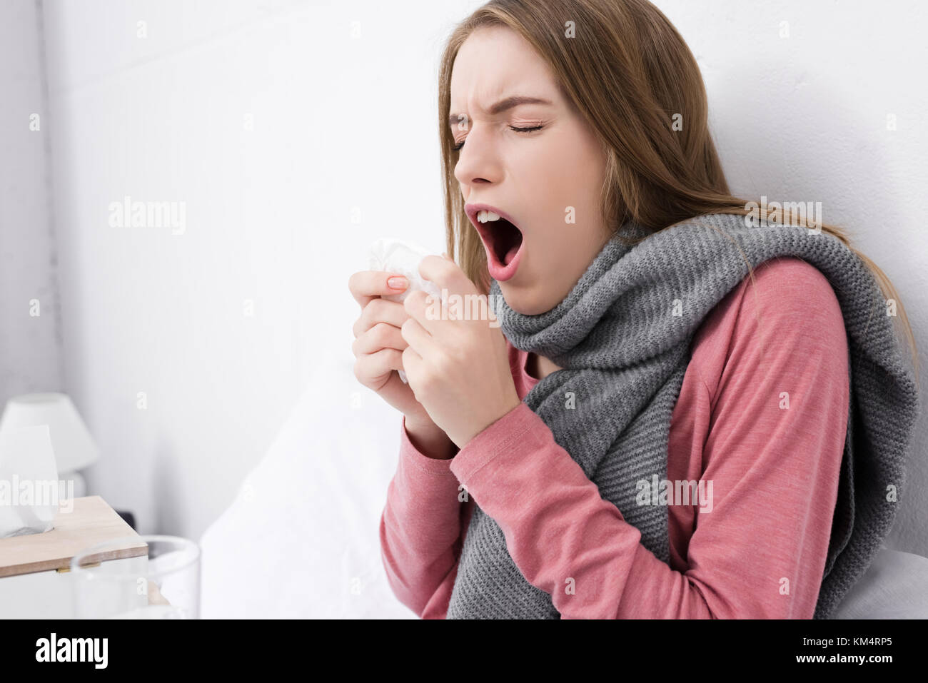 woman catch cold Stock Photo Alamy