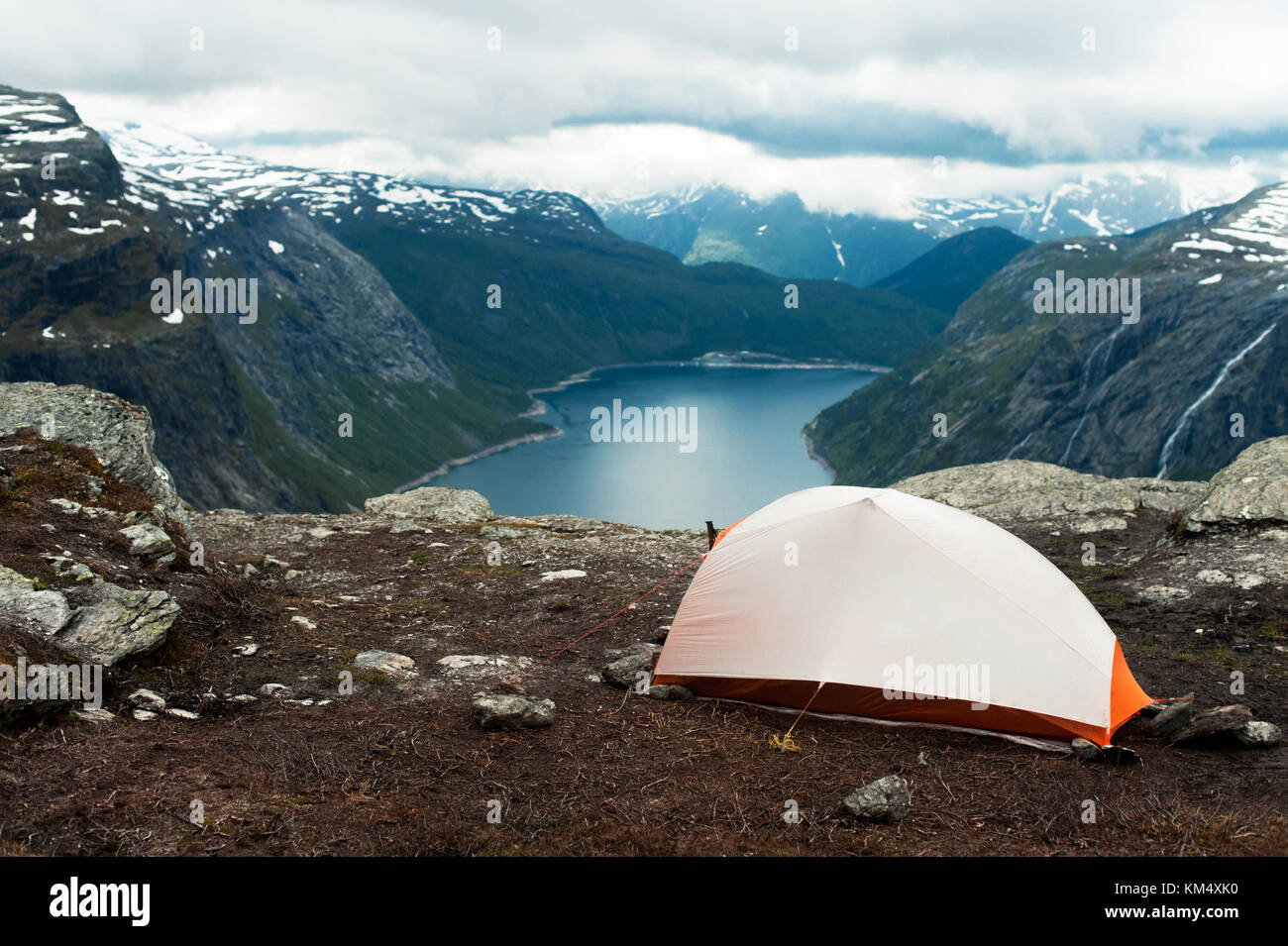Tourist tent on the top of the mountain Stock Photo - Alamy