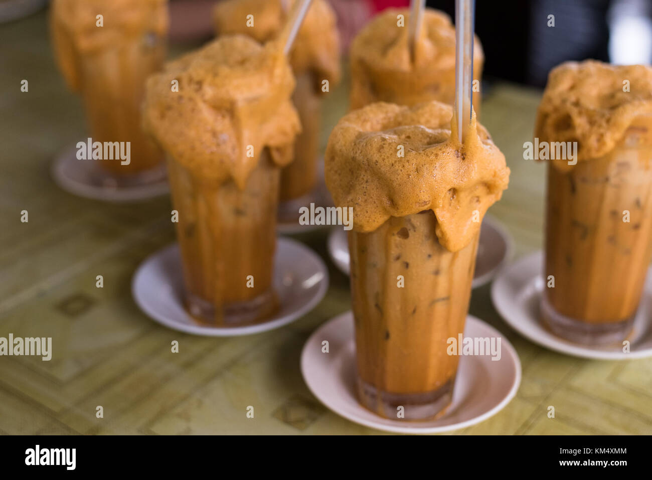 tea with milk and honey. popular drink in malaysia called Teh Tarik Madu Stock Photo