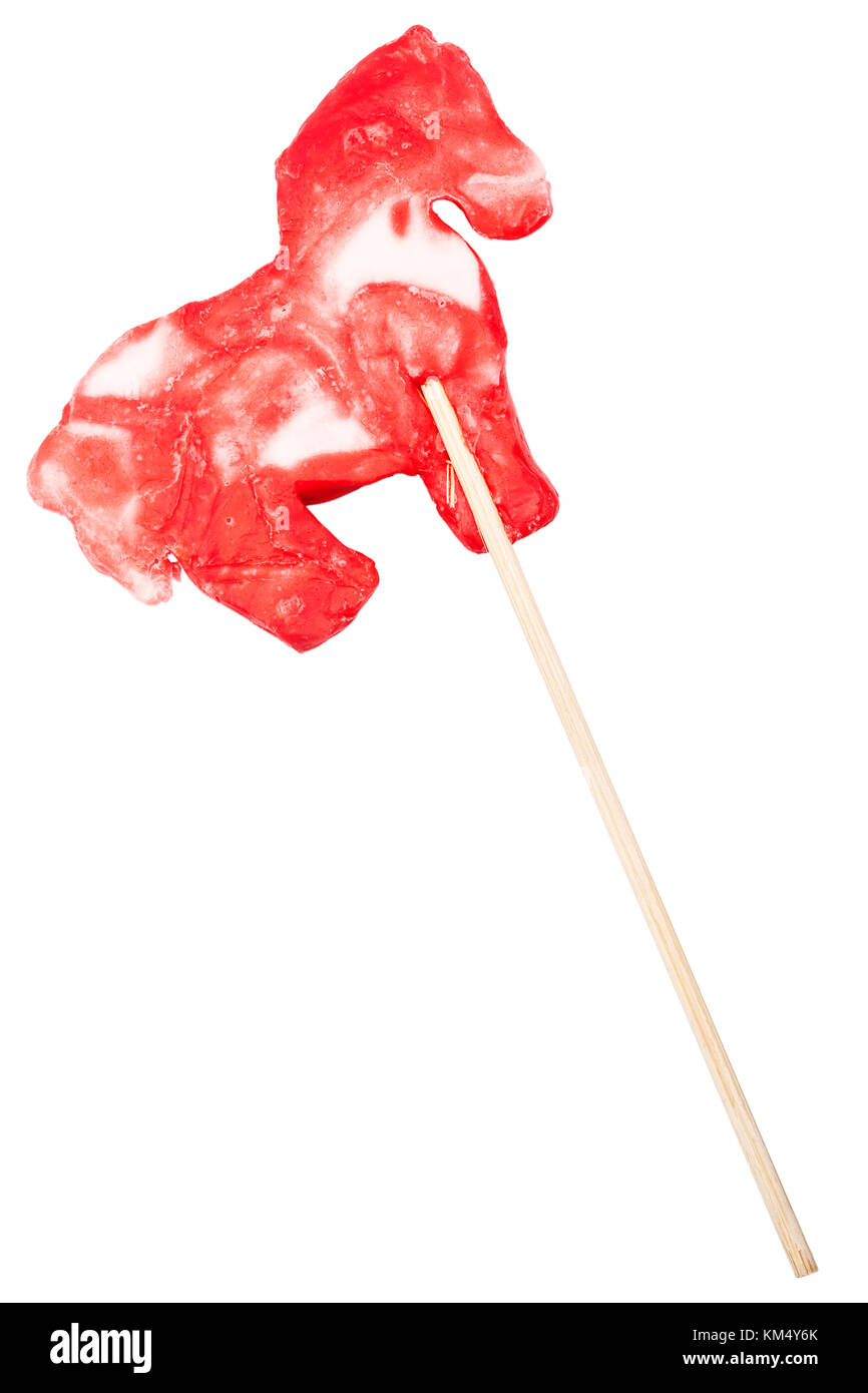 Horse shape lollipop isolated on white background Stock Photo