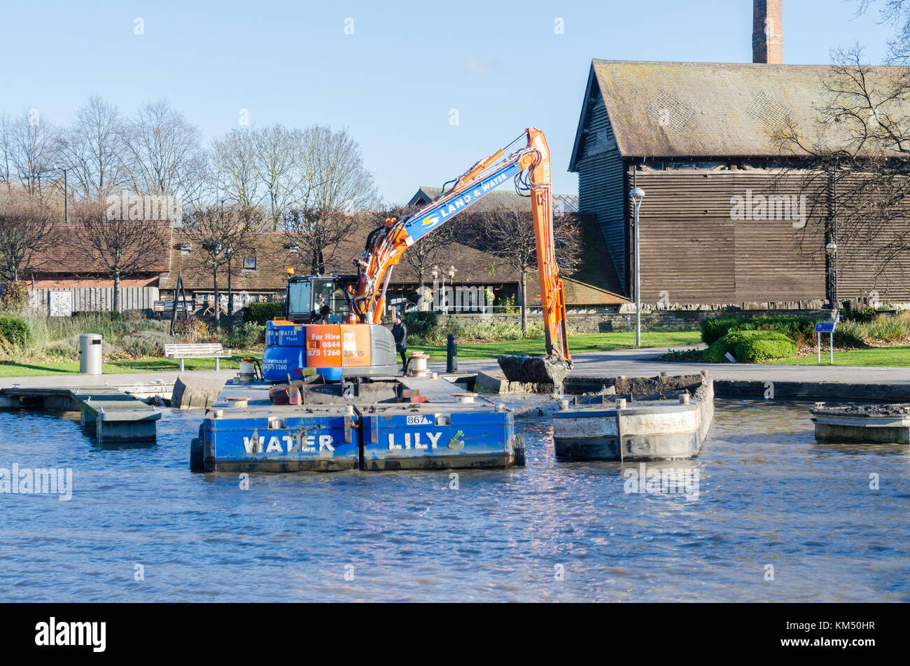 Dredging of Stratford-upon-Avon Marina Stock Photo