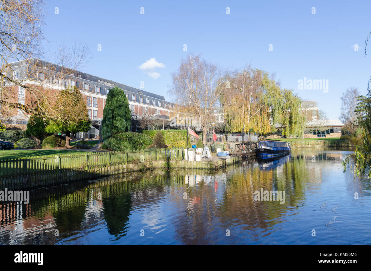 The Crowne Plaza Hotel on the banks of the River Avon in Stratford-upon-Avon, Warwickshire, UK Stock Photo