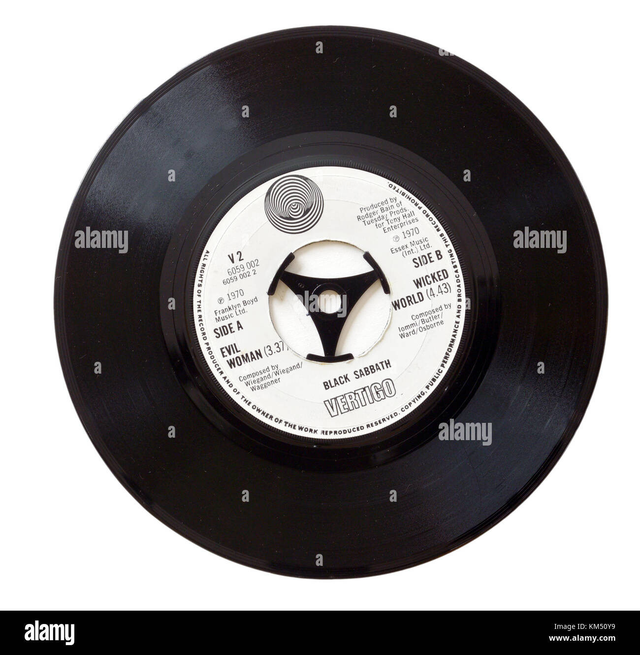 Black Sabbath Evil Woman seven inch single on the Vertigo spiral label Stock Photo
