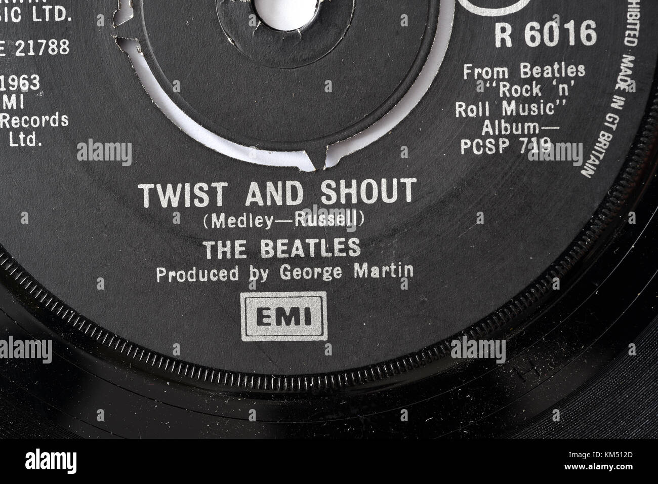 Beatles Twist and Shout seven inch single label details Stock Photo