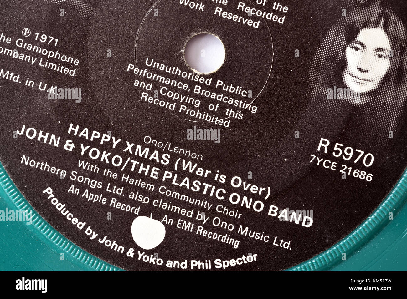 John & Yoko Plastic Ono Band Happy Xmas War is Over seven inch single Stock Photo