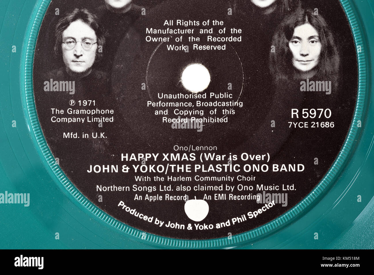 John & Yoko Plastic Ono Band Happy Xmas War is Over seven inch single Stock Photo