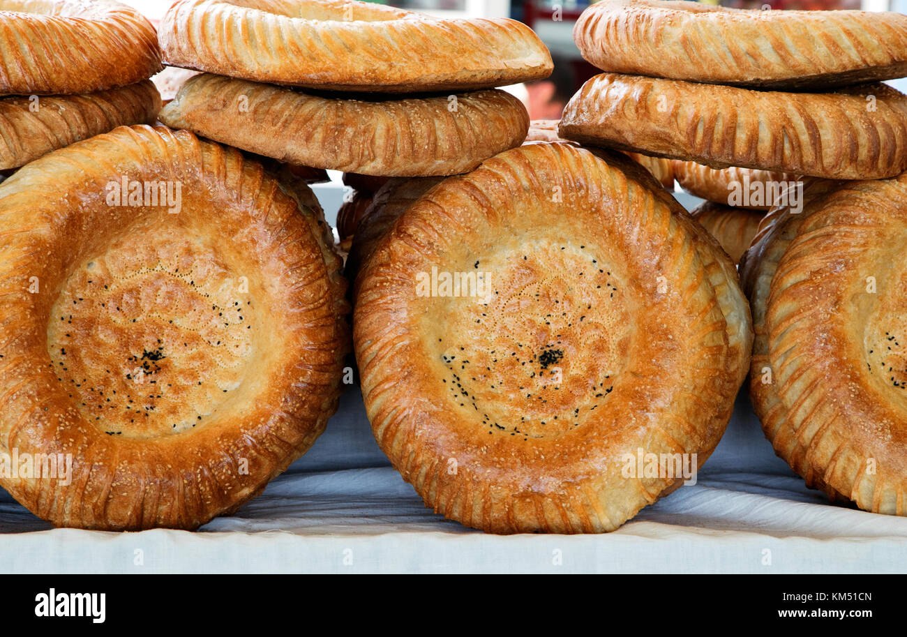 Traditional uzbek bread lavash in a market Stock Photo Alamy