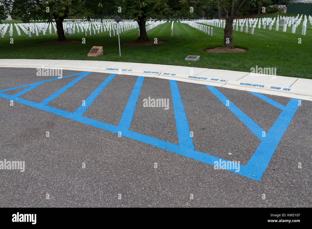 The handicapped drop off designated area in Arlington National Cemetery, United States. Stock Photo