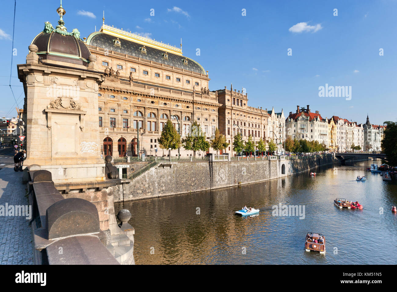 neo-renaissance National theater, Moldau river Old Town (UNESCO), Prague, Czech Republic Stock Photo