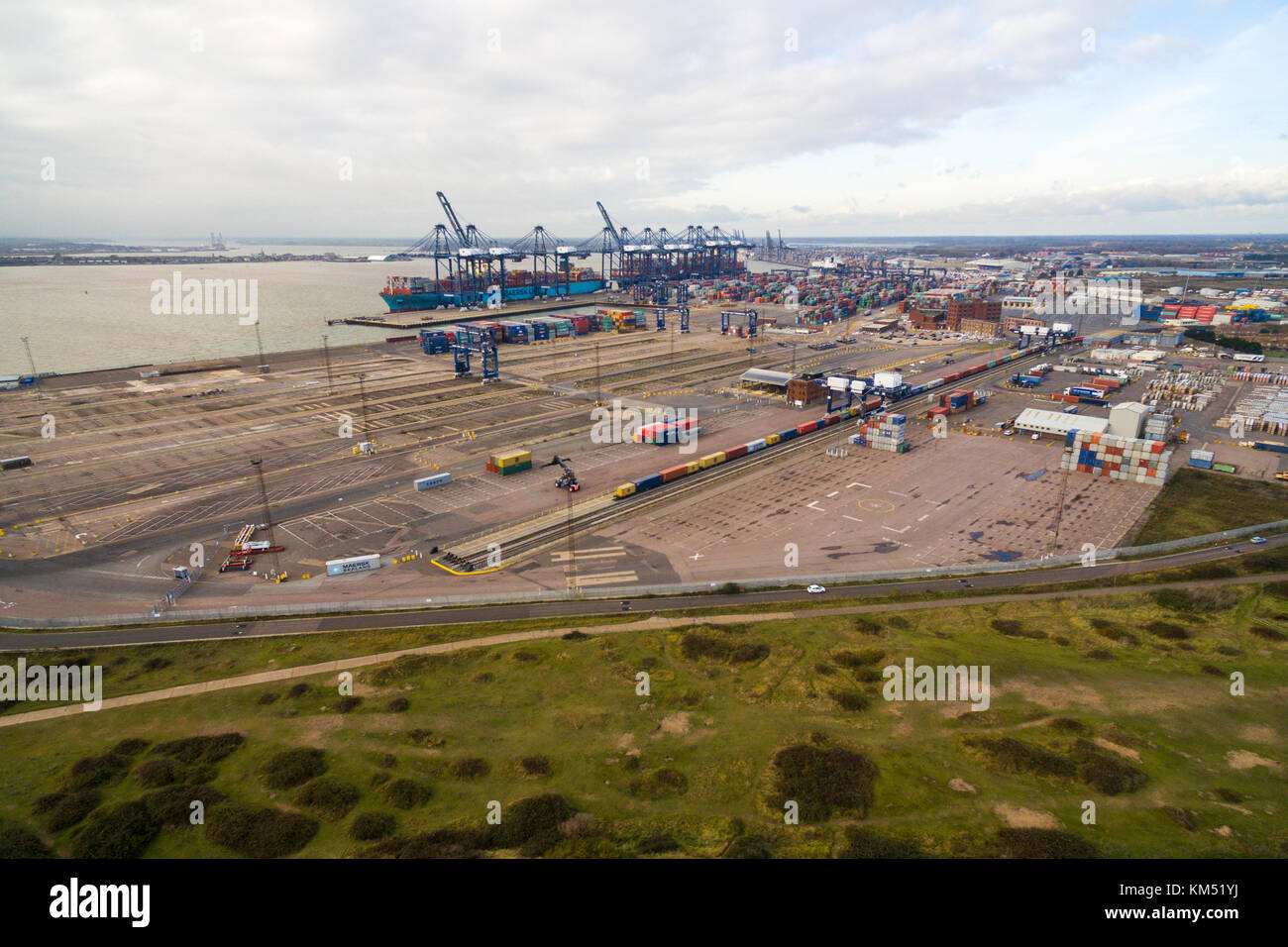 Aerial view of Port of Felixstowe Stock Photo