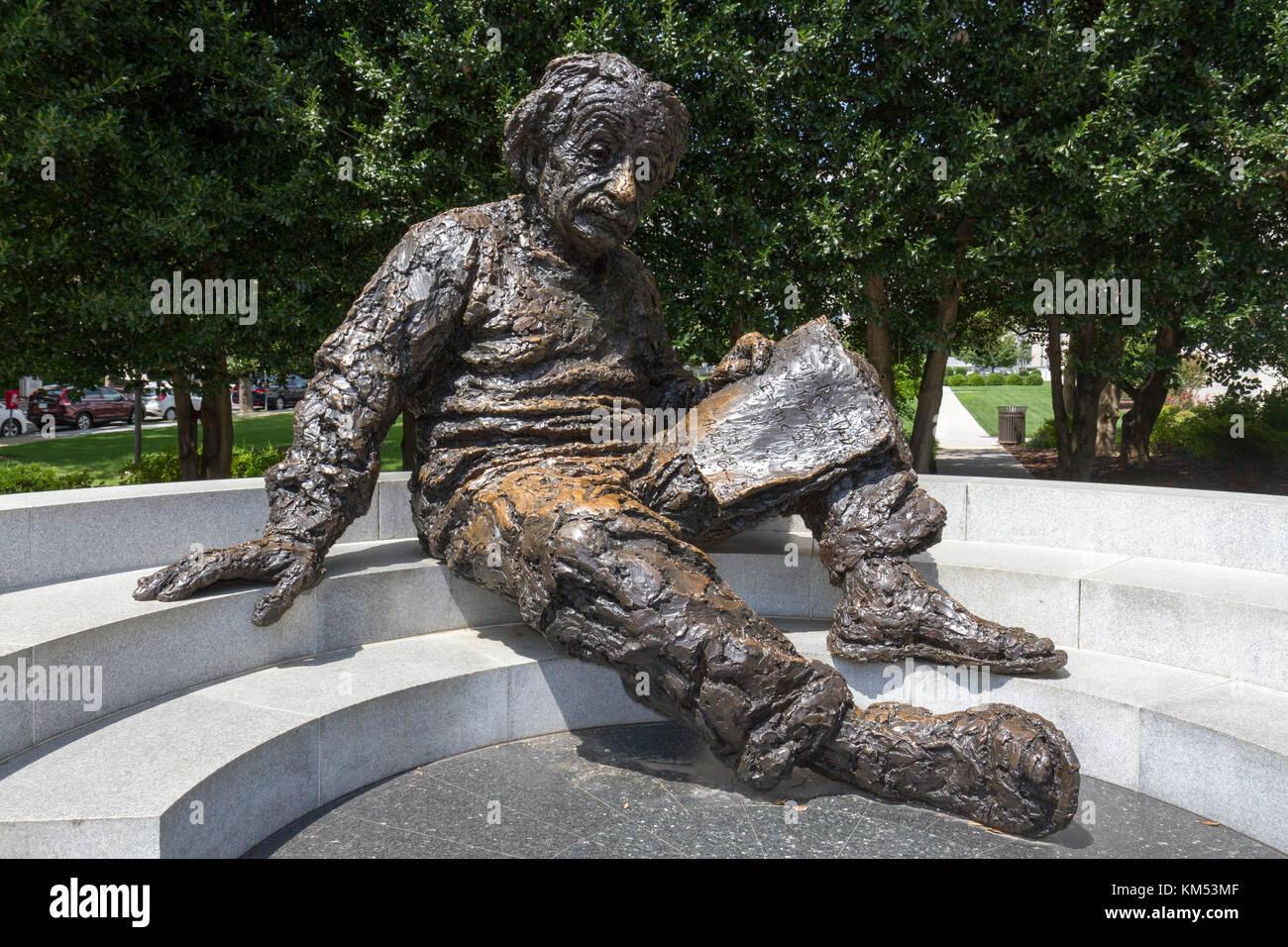 The Albert Einstein Memorial, a bronze sculpture by Robert Berks near the National Academy of Sciences at 2101 Constitution Avenue N.W., Washington DC Stock Photo