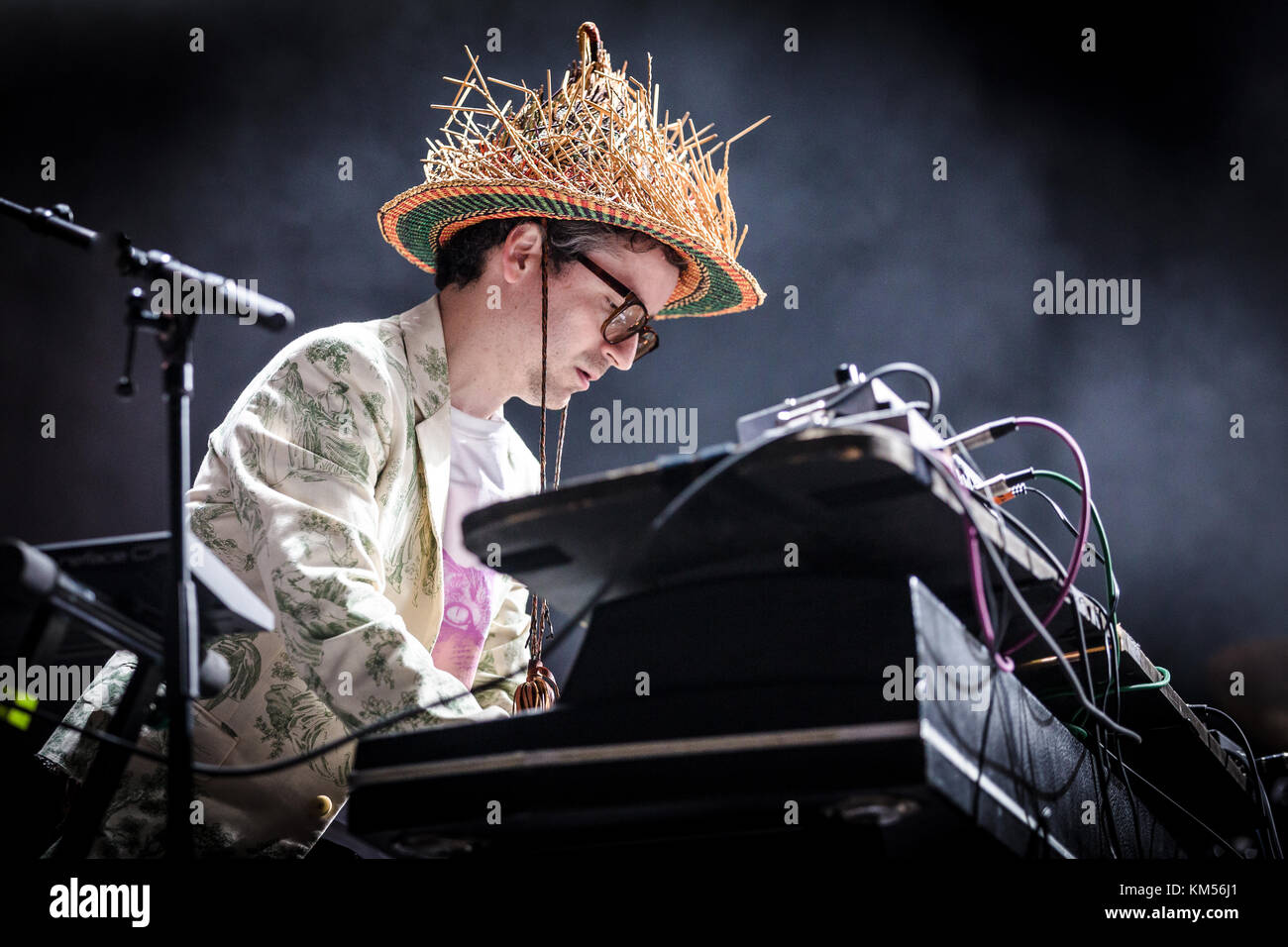 The British electronic music band Hot Chip performs a live concert at
