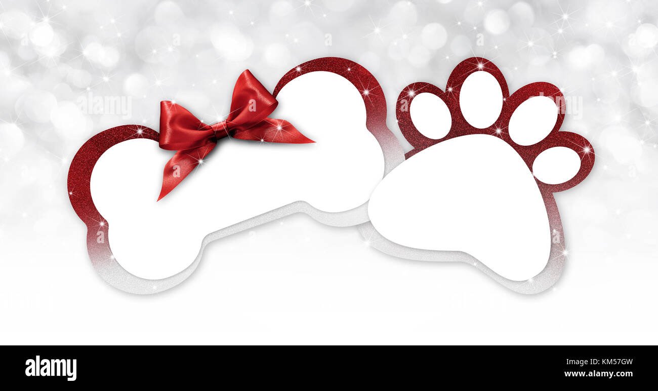 Dog Paw Print with Ribbon Bow SVG