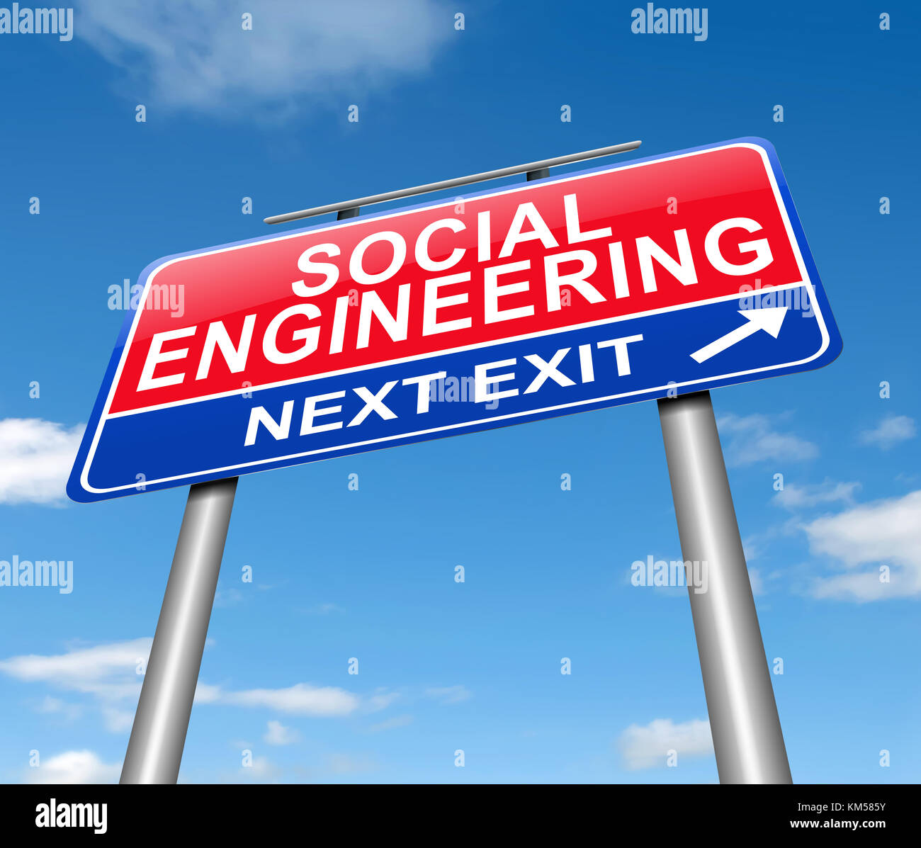 Illustration depicting a sign with a social engineering concept. Stock Photo