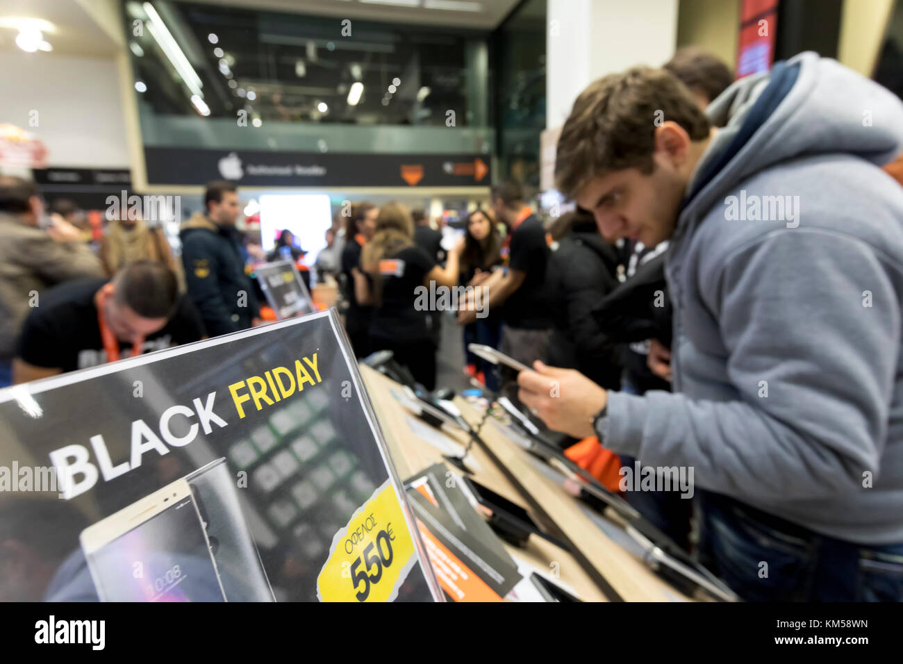 Thessaloniki, Greece - November 24, 2017. People shop inside a department store during Black Friday shopping deals, at the northern Greek city of Thes Stock Photo