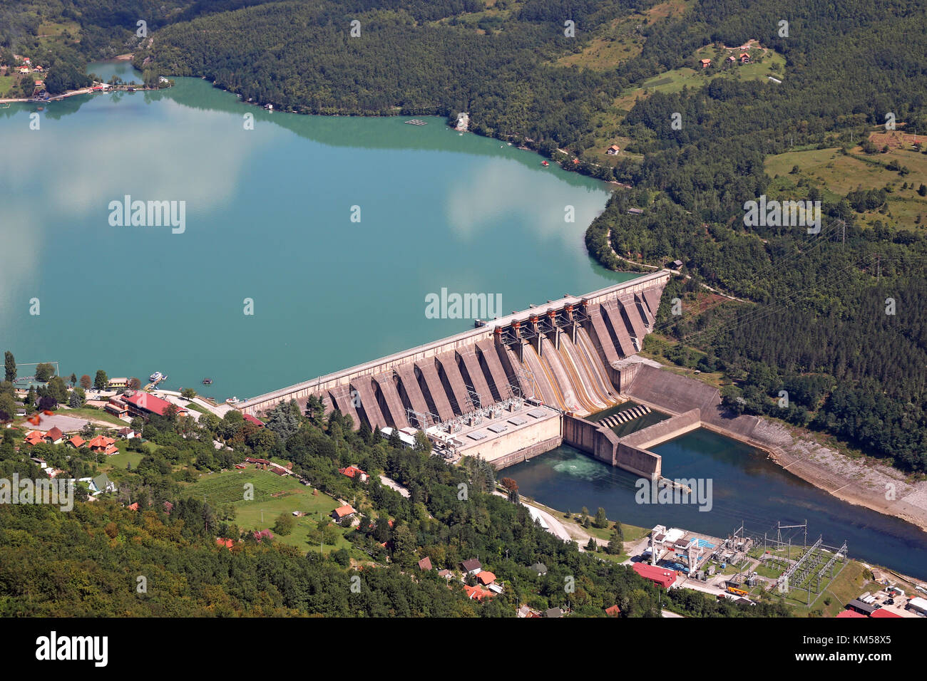 hydropower plants on Drina river Stock Photo