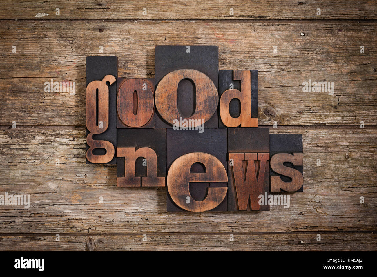 Good News Lettering good news, phrase set with vintage letterpress printing blocks on ...