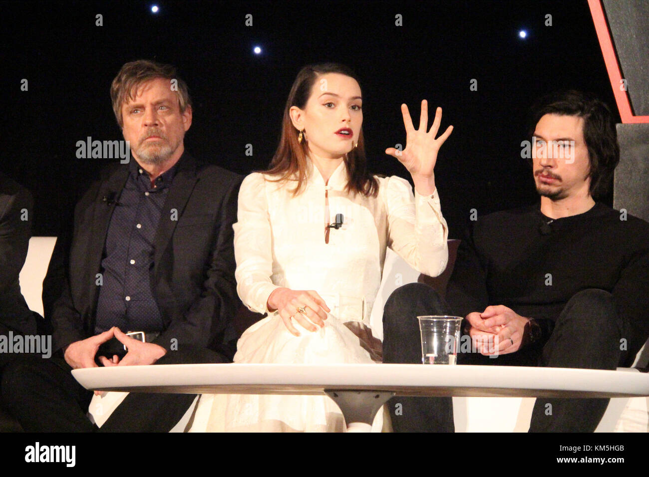 Mark Hamill, Daisy Ridley, Adam Driver 12/03/2017 The Global Press  Conference of Star Wars