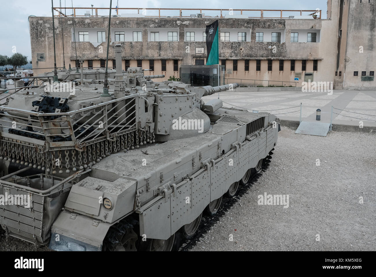 Latrun, Israel. 5th Dec, 2017. Tanks on display as 13 female IDF soldiers graduate tank crew training at a ceremony at Yad LaShiryon, the Armored Corps Memorial Site at Latrun. These are the first women to serve in the Armored Corps as part of a pilot program. Having concluded tank training on Merkava Mark 3 tanks, female soldiers are destined to serve in the army's 80th Division, responsible for the southern Negev and Arava deserts, securing Israel's borders with Egypt and Jordan. Credit: Nir Alon/Alamy Live News Stock Photo