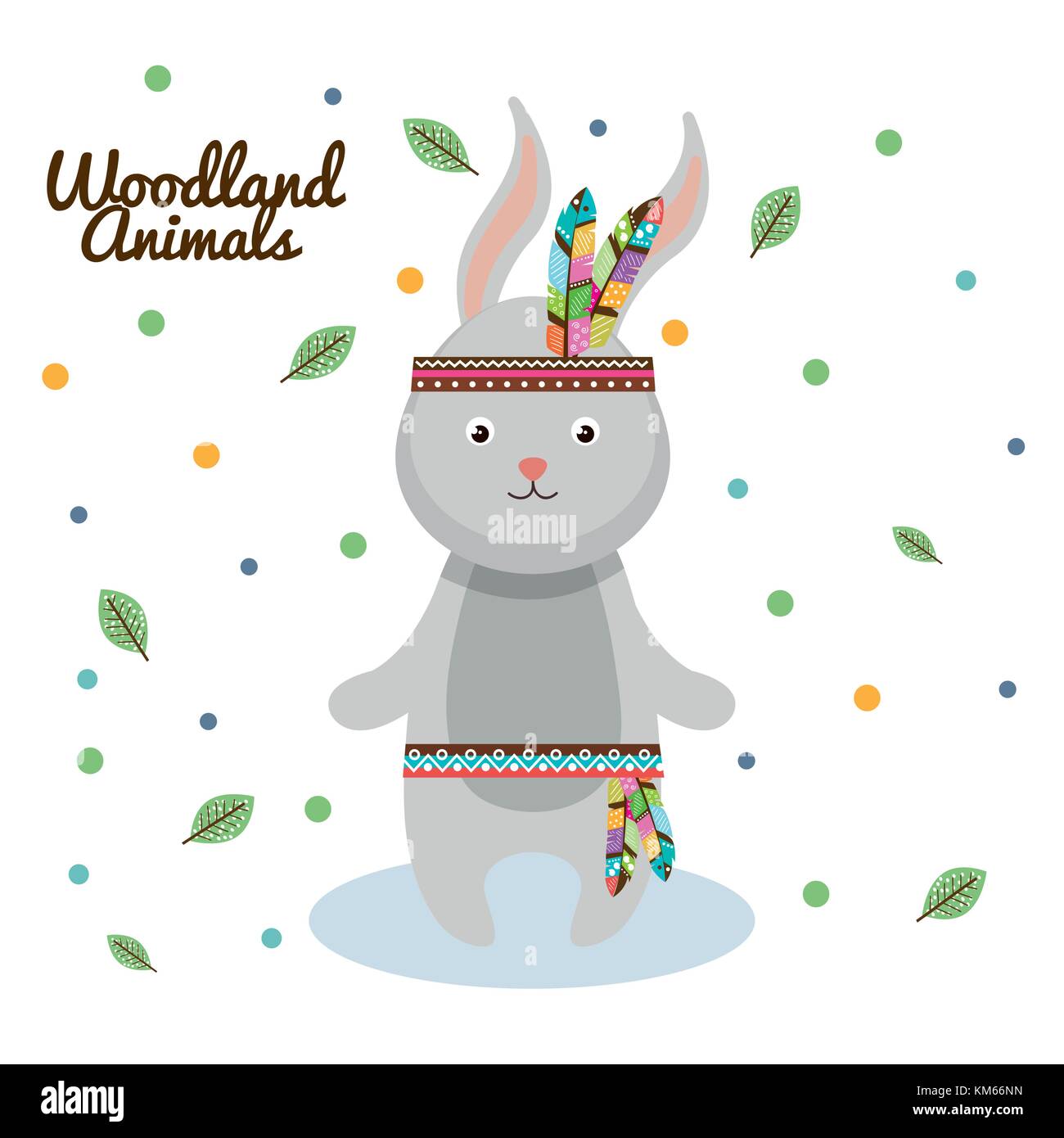 Feathered Rabbit rabbit woodland animal with feather crown vector illustration design ...