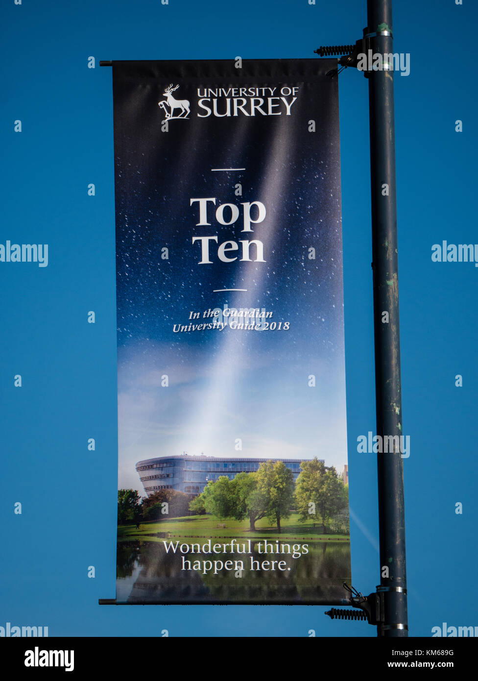 Guardian Top Ten University,Surrey University, Guildford, Surrey, England, UK, GB. Stock Photo