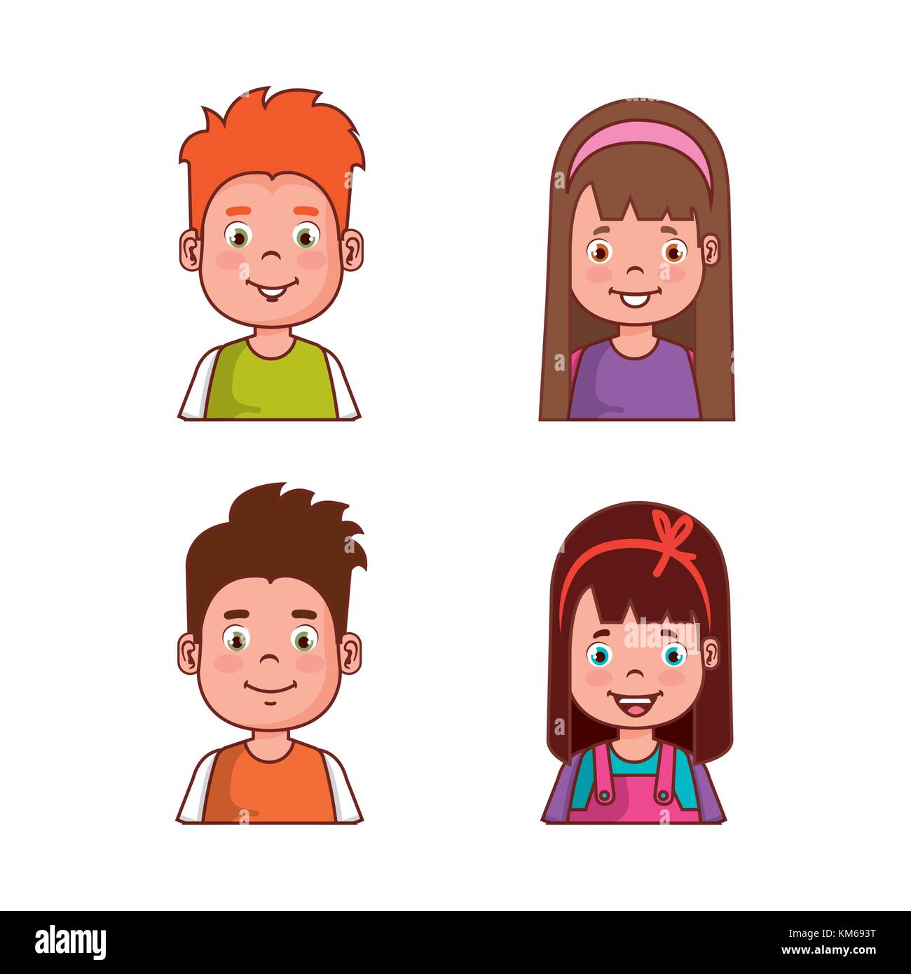 little kids group avatars characters vector illustration design Stock ...