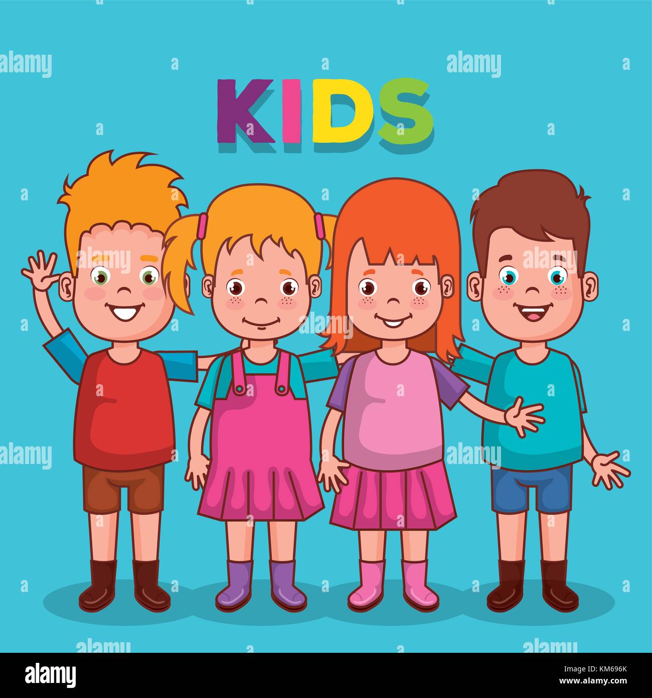 little kids group avatars characters vector illustration design Stock ...