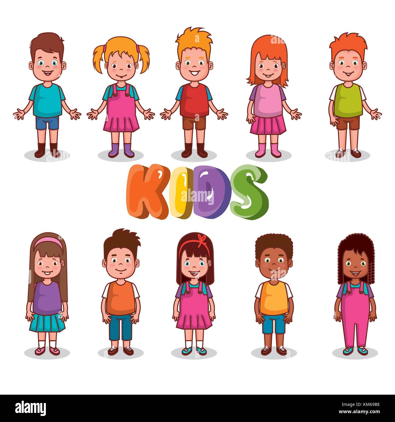 little kids group avatars characters vector illustration design Stock ...