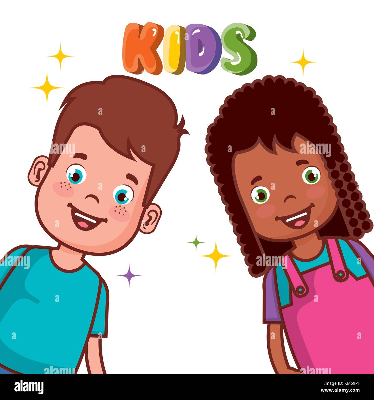 little kids group avatars characters vector illustration design Stock ...