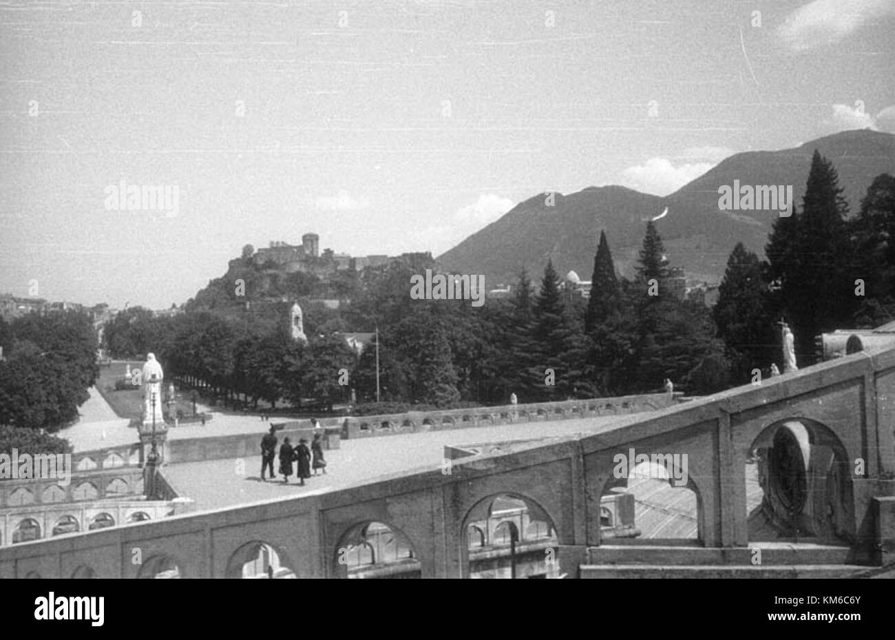 Lourdes is a well-known Catholic pilgrimage site in France, famous for its religious significance, healing waters, and the Sanctuary of Our Lady of Lourdes. Stock Photo