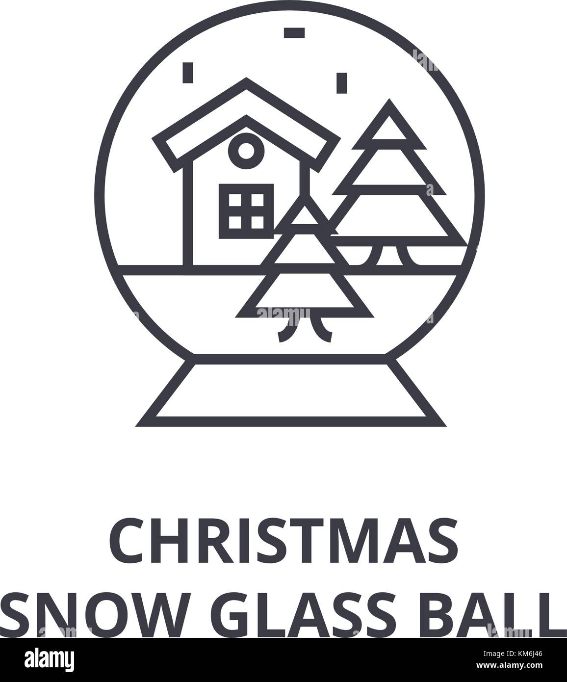 christmas snow glass ball line icon, outline sign, linear symbol ...