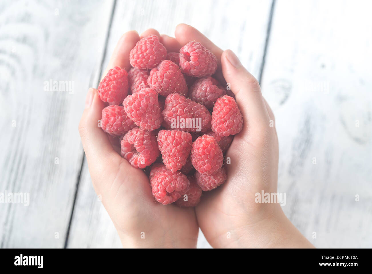 Hands holding raspberries Stock Photo - Alamy