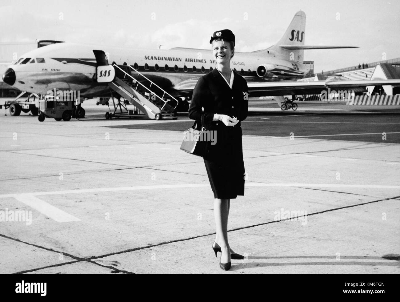 The SAS Carvelle SE 210 is a commercial aircraft designed and built by the French company SociÃ©tÃ© AÃ©ronautique du Sud. It was used primarily for passenger service by Scandinavian Airlines and is recognized for its innovative design and capabilities in the 1950s. Stock Photo