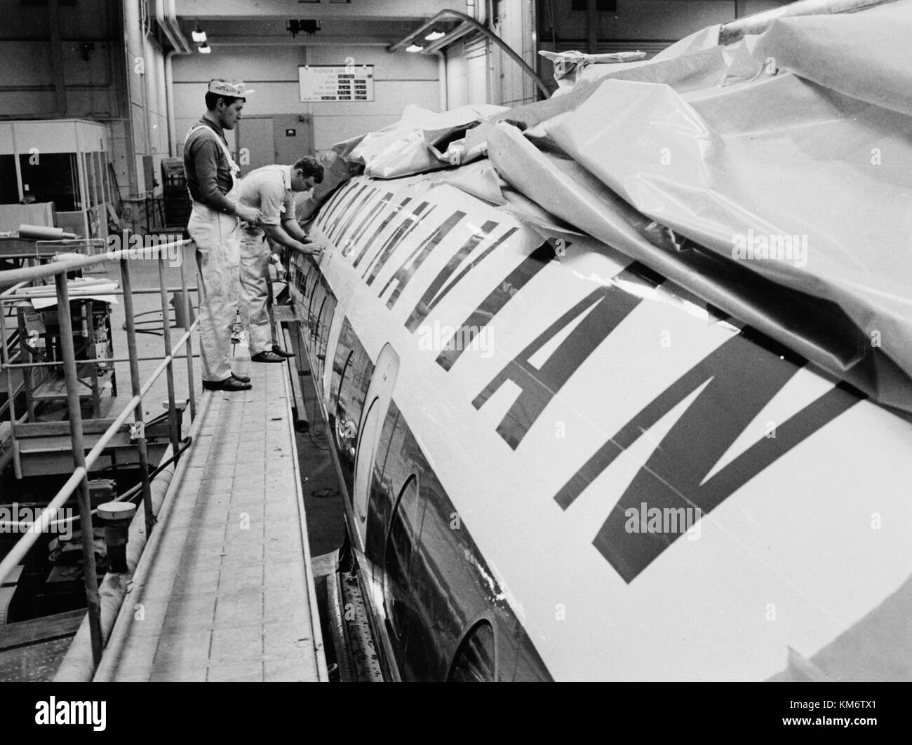 The SAS Carvelle SE 210 is a model of a French passenger aircraft known for its design and service in the 1950s and 1960s. This model aircraft represents the golden era of commercial aviation. Stock Photo