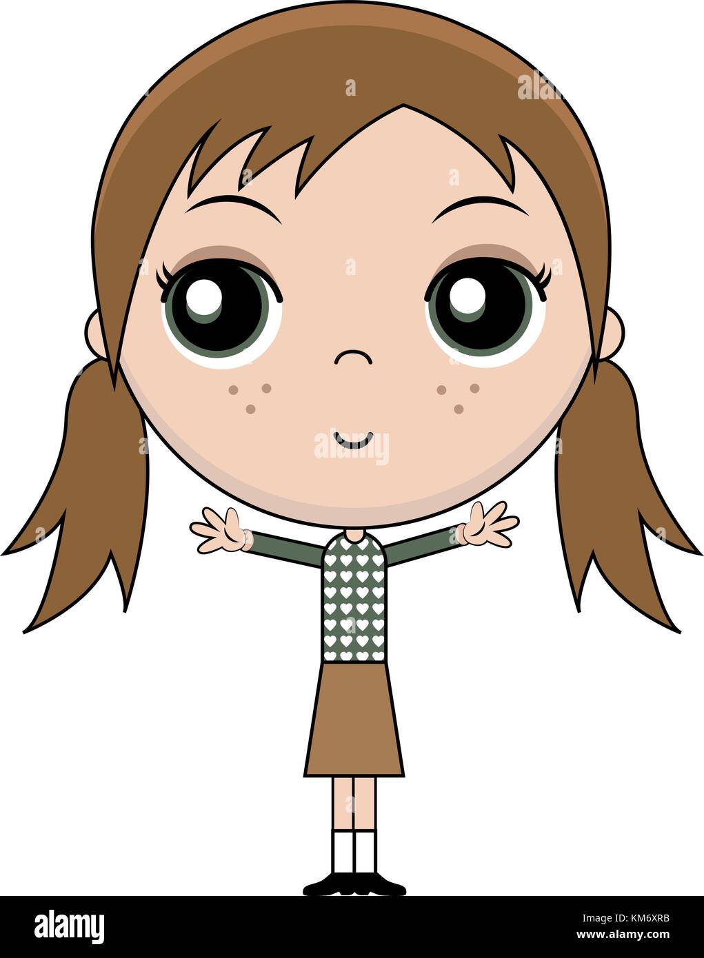 Cartoon Girl With Red Hair Vector Stock Vector Art Illustration
