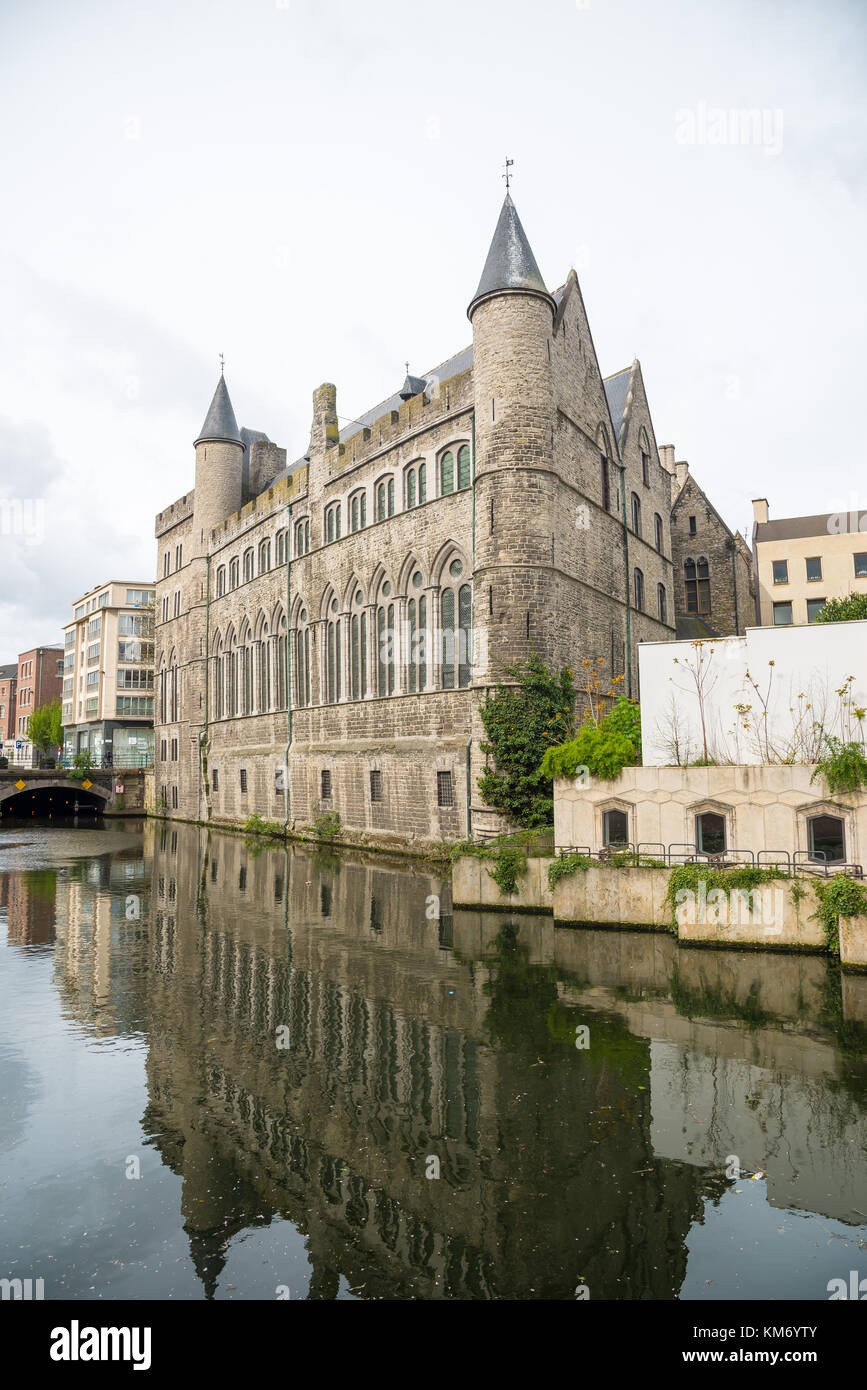 Ghent, Belgium - April 16, 2017: Castle of Gerald the Devil or Geeraard de Duivelsteen is a 13th century gothic architecture building in Ghent, Belgiu Stock Photo