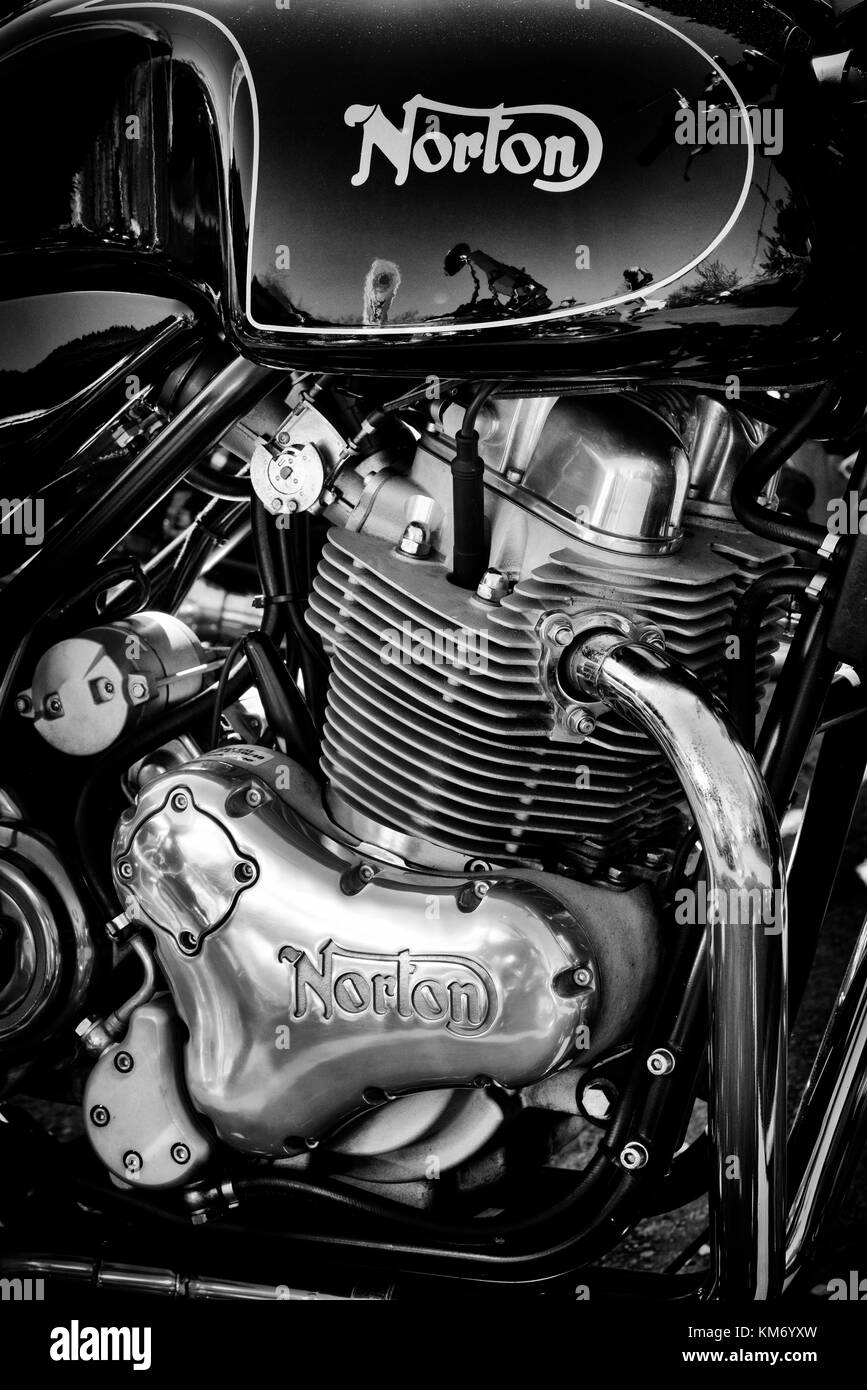 Norton Commando 961 SE motorcycle. Classic british motorcycle. Monochrome Stock Photo