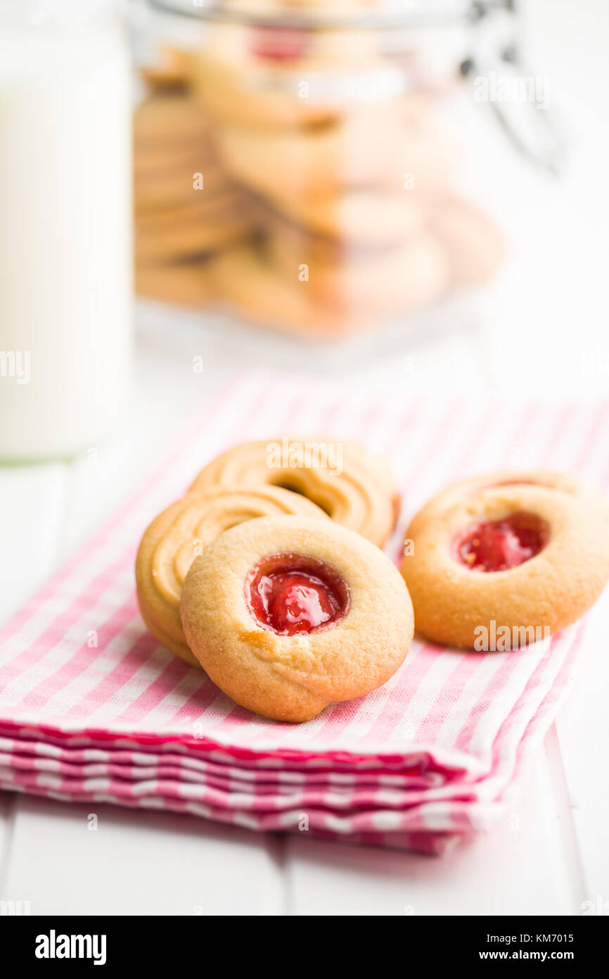 Sweet jelly cookies on checkered napkin Stock Photo Alamy