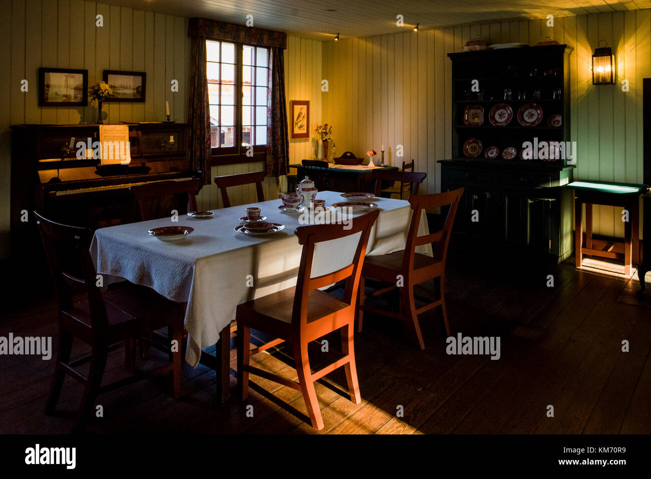 Dining room, Fort Langley National Historic Site of Canada, Fort Langley, British Columbia, Canada Stock Photo