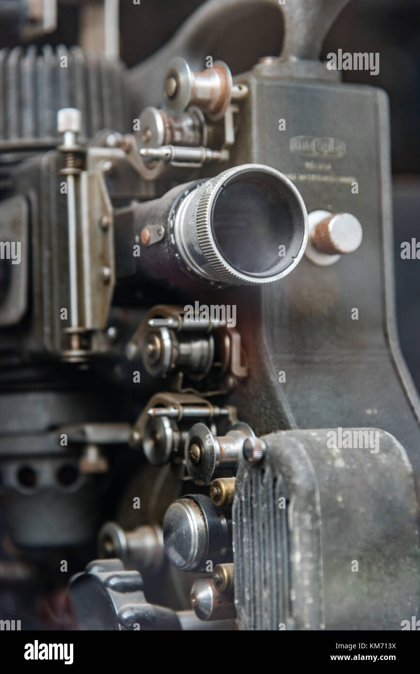 old movie projector in black Stock Photo