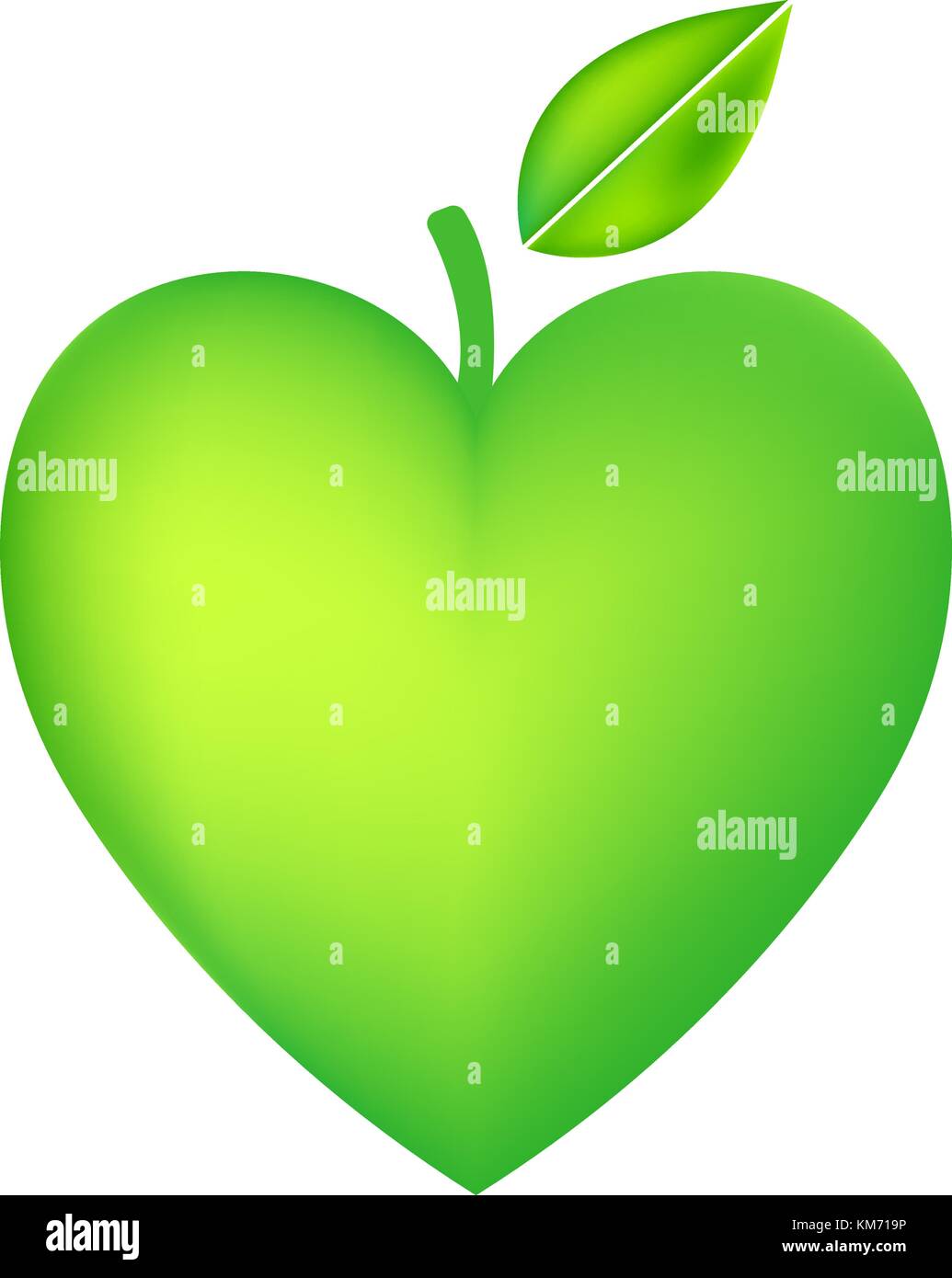 Green Apple Heart isolated on white background vector illustration