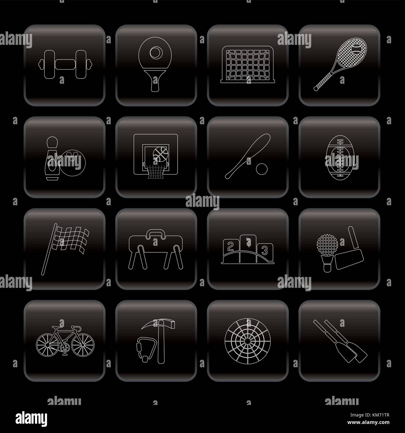 Line Sports gear and tools icons - vector icon set Stock Vector Image ...