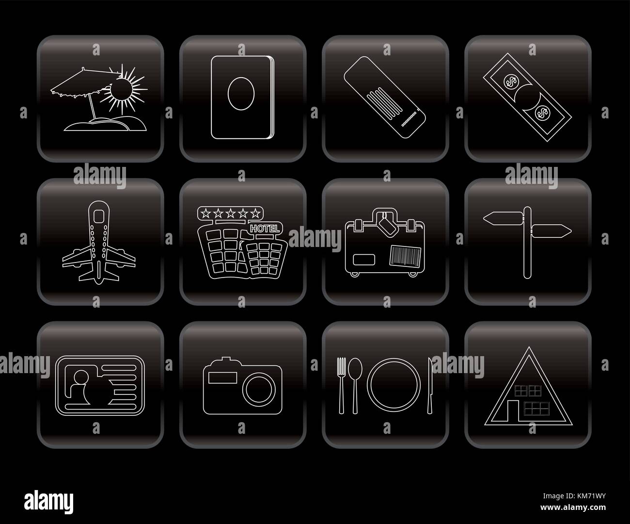 Line Travel and trip Icons- Vector Icon Set Stock Vector Image & Art ...