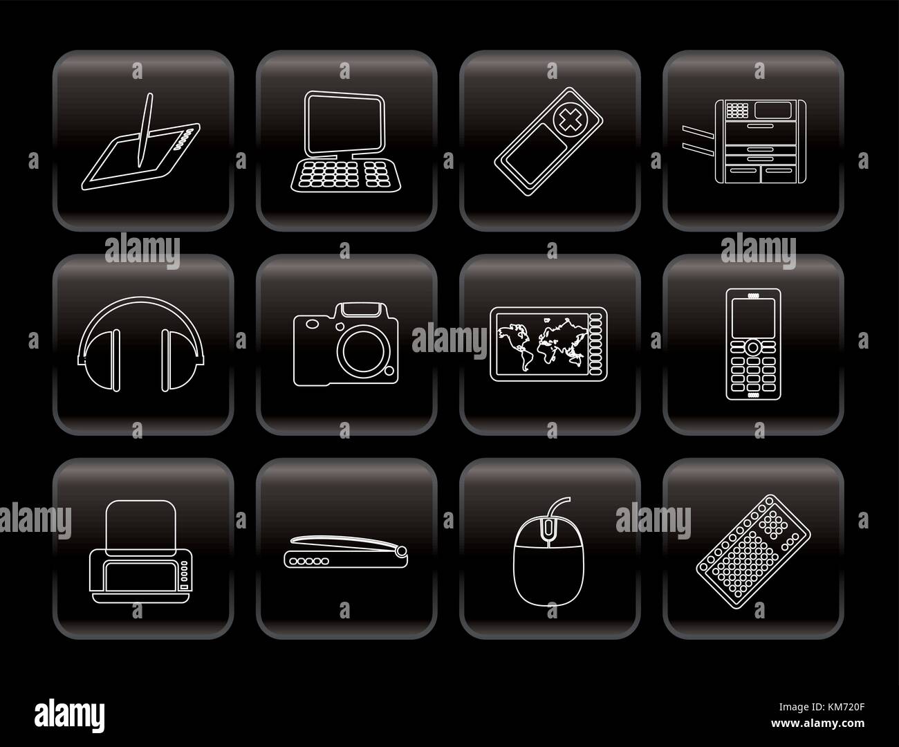 Line Hi-tech technical equipment icons - vector icon set 3 Stock Vector ...
